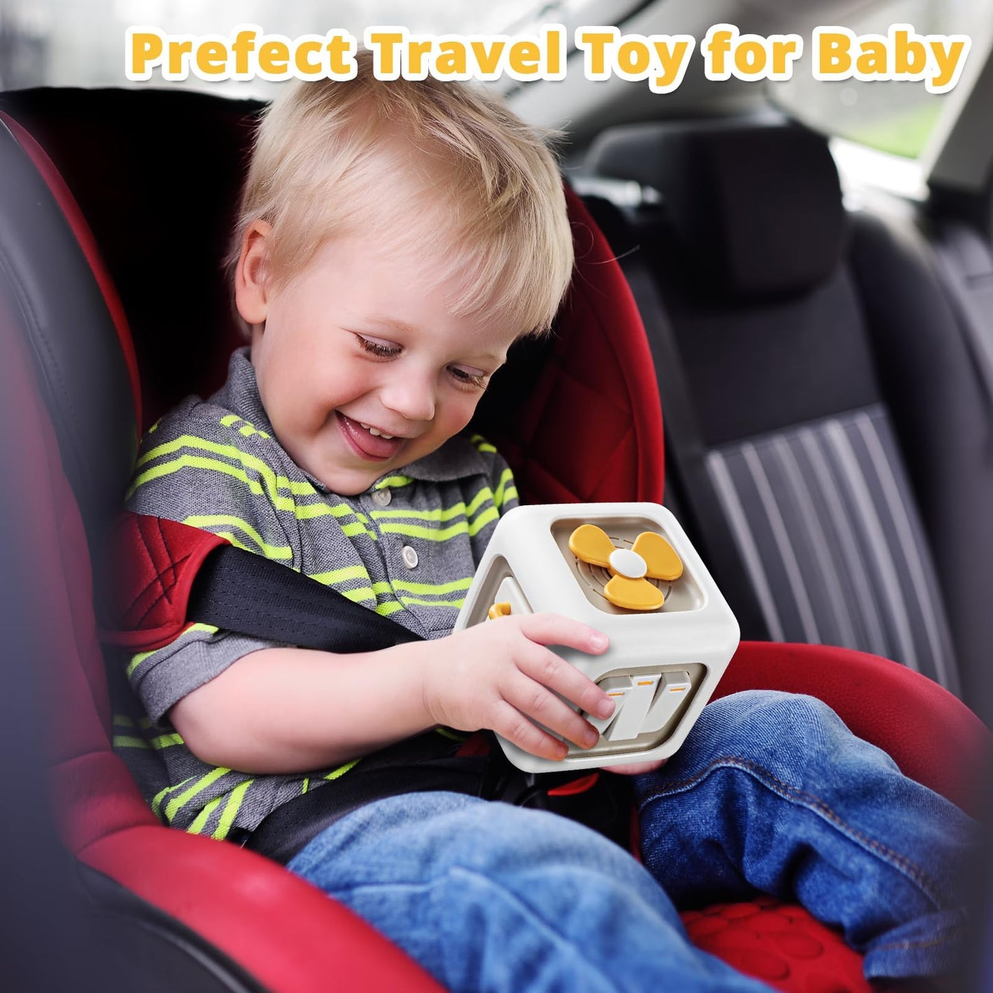 lerrbo Sensory Toys for Toddler 1-3|Montessori Cube for 1 Year Old Boy|Travel Toy for 12-18 Months Baby|Busy Activity Cube for Fine Motor Skill Learning|Birthday Gift for 1 Year Old(1 PCS)