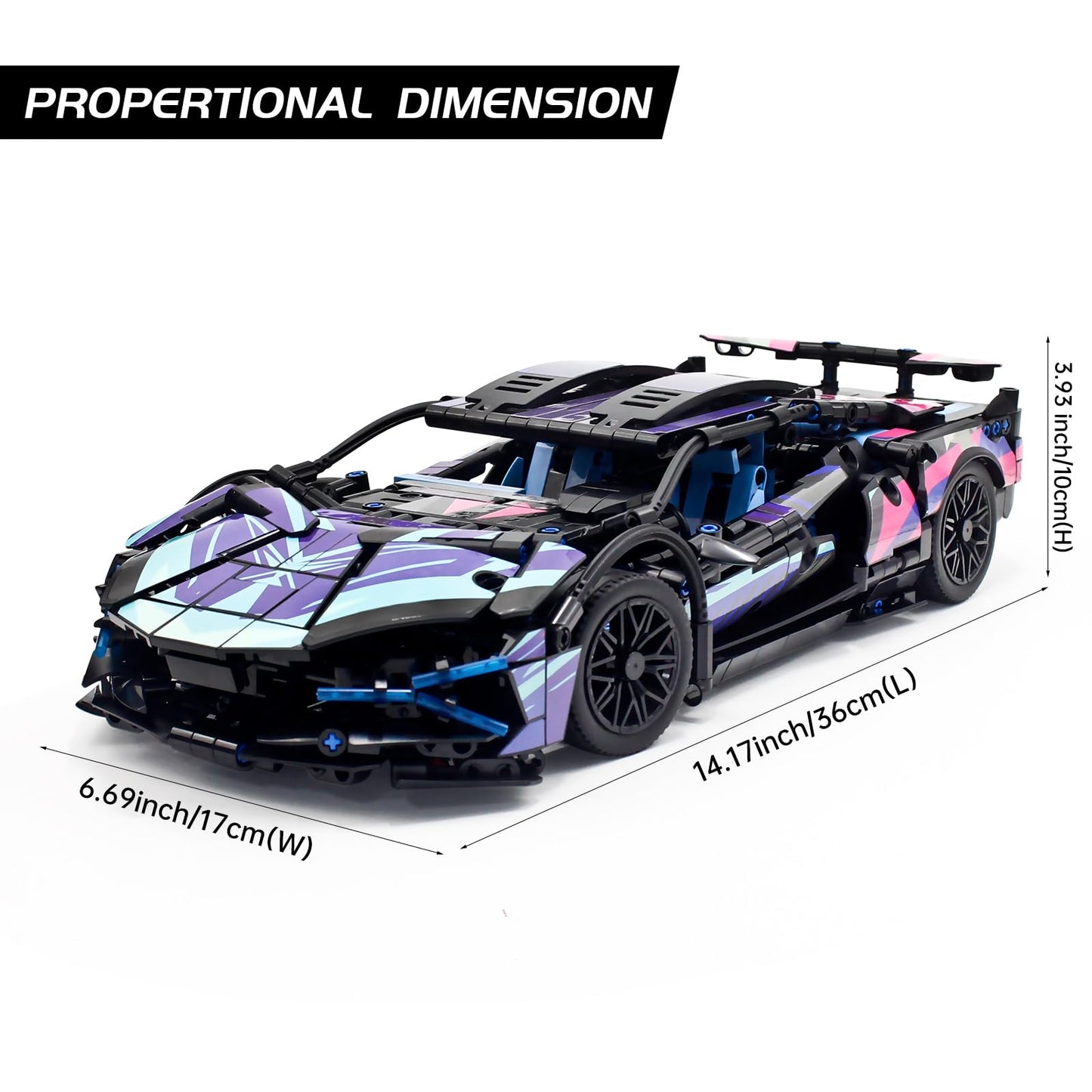 MOCBROPCS Remote Control Car Building Set, 1:14 Technical Sports Racing Car Building Kit, with Motors and Rechargeable Battery, Toys Gift for Adults & Boys Age 12+ (1314 PCS)