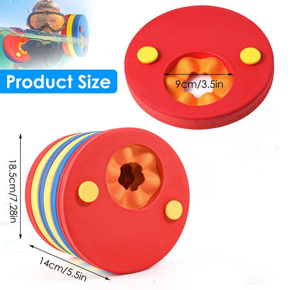 HOTENEAIRE swimming float discs in vibrant colors, six-piece EVA foam swim arm bands for kids and babies.