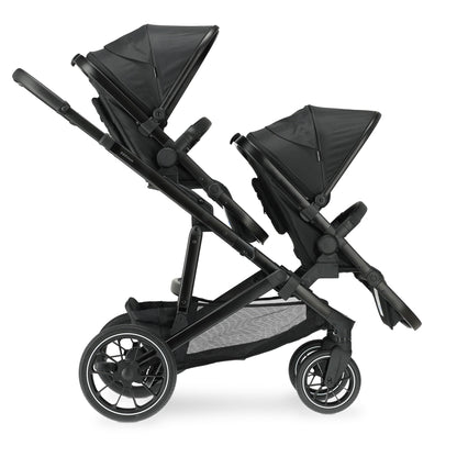 Deryan EVY V2 Pram for 2 Children, Newborn Preschool Toddlers and Toddlers of Preschool Age, Baby Pram Buggy up to 50 kg, Baby Pram, Travel Suitcase, 2-in-1 Complete Set, Black