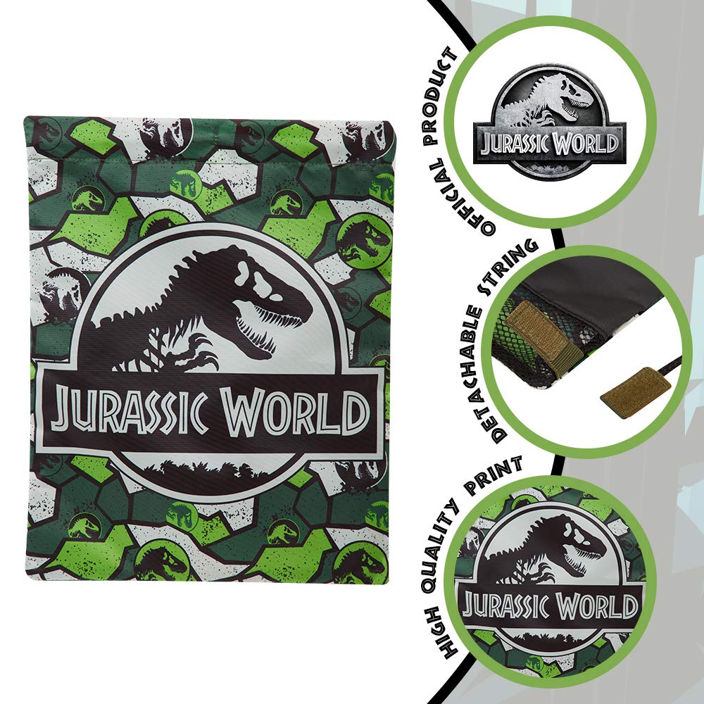 Jurassic World Drawstring Bag, Boys String Bag For School, Gym, Travel, Swimming, Kids Dinosaur Gifts