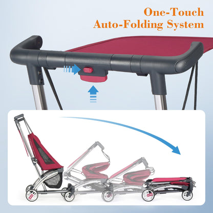 Beberoad R1 Auto-Fold Travel Stroller for Airplane, Ultra Compact Stroller Pushchair Buggy for Babies, Kids, Toddlers Over 6 Months, Lightweight Baby Pram Trolley Cabin Approved, Only 11.5 lbs, Red