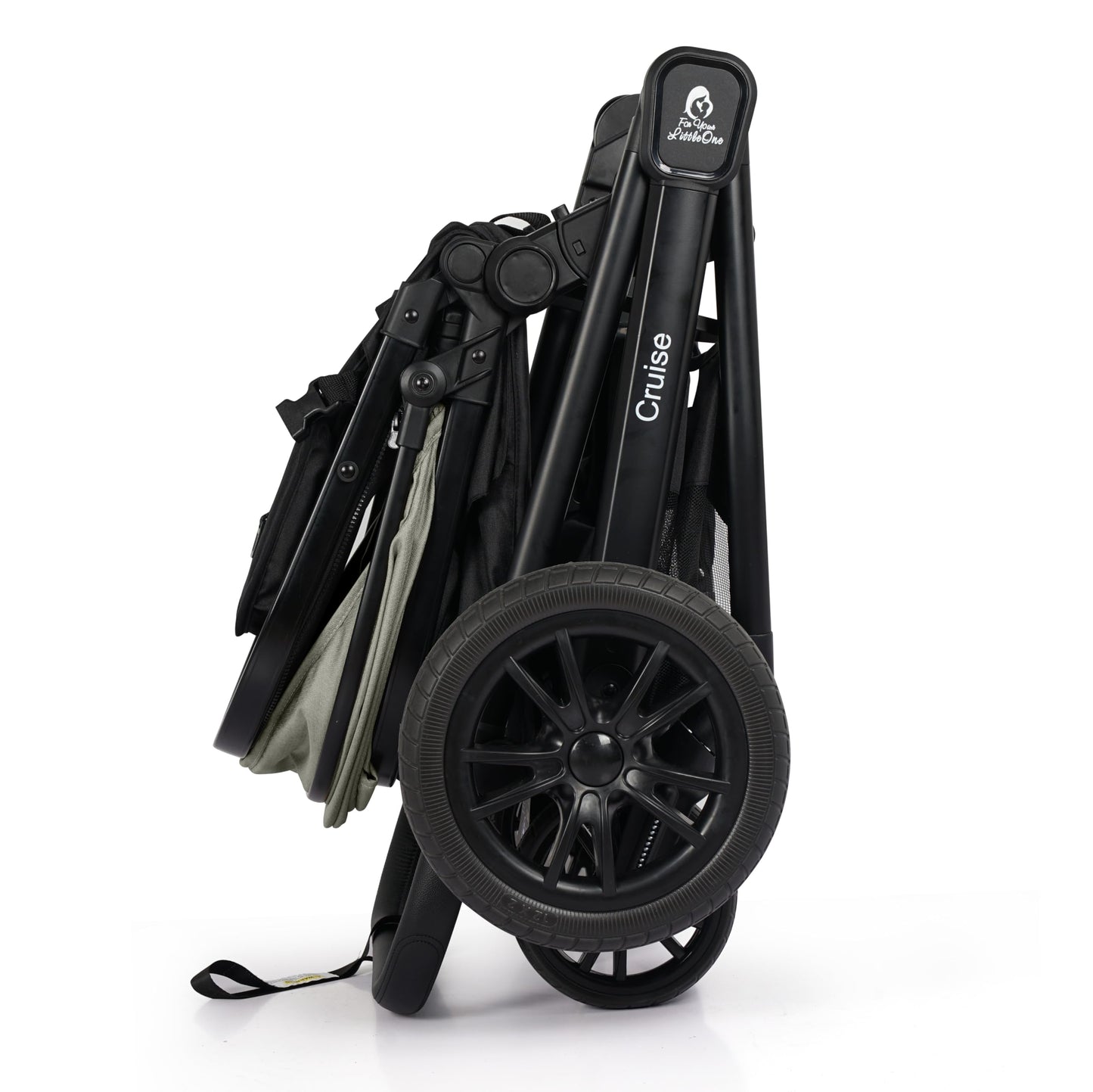 For Your Little One Cruise 3-in-1 Travel System with i-Size Car Seat, Stroller, 13kg Pram, Height Adjustable Handle, Pram, Newborn 0-4 Years Free Raincover and Cupholder (Pebble Sage)