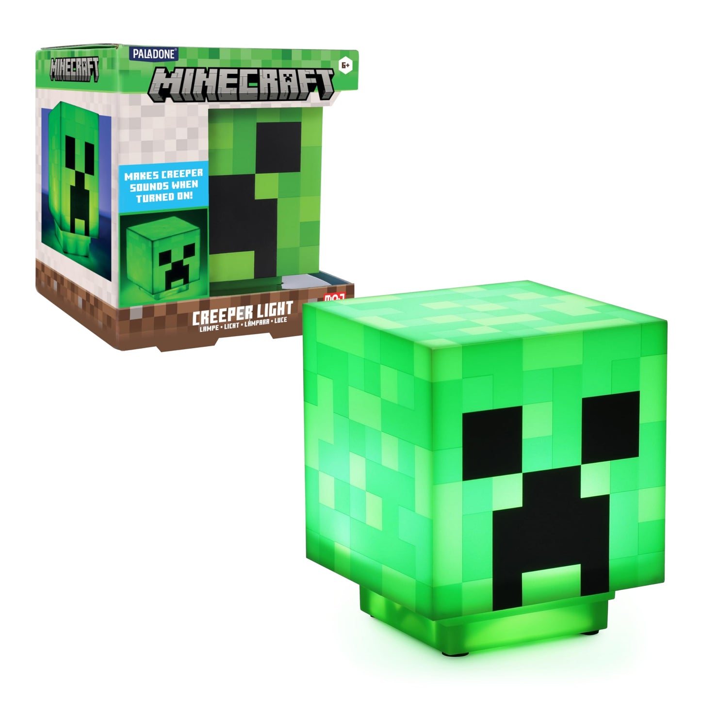 Minecraft Creeper Desk Light with Official Creeper Sounds, Handheld Night Light for Kids Room or Gamer Décor Officially Licensed Minecraft Gifts | Paladone, Green