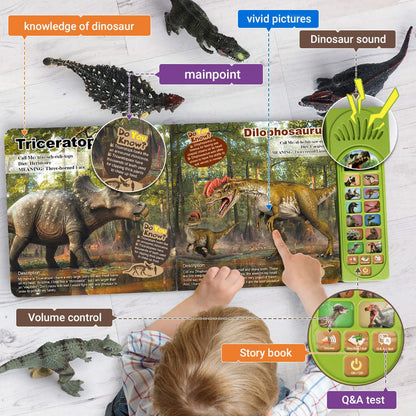 FRUSE Dinosaur Toys for Boys 3-5 with Interactive Sound Book,12 Pcs Dinosaurs Figures,Dinosaur Book with Sound,Toddler Dinosaur Learning Toys,Dino Present for Boys and Girls Age 3 4 5 6 7 8