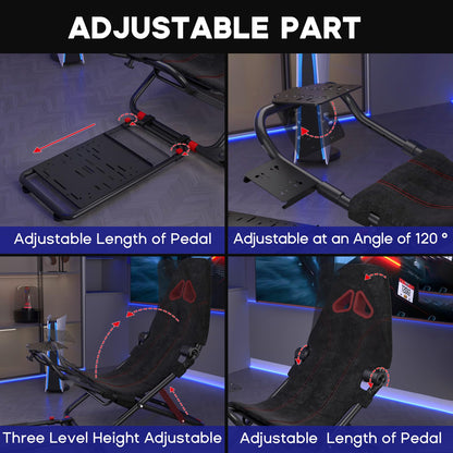 DIWANGUS racing simulator cockpit with foldable design, steering wheel stand, compatible with Logitech G29 G920 G923 and Thrustmaster T248X.