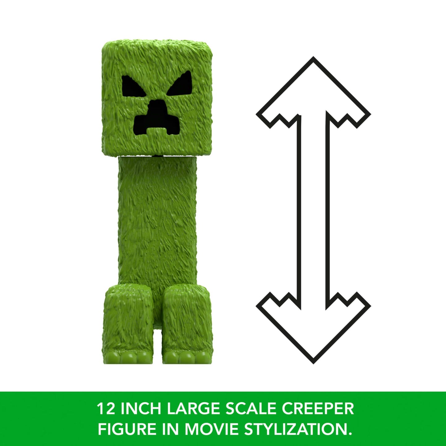Mattel Minecraft Large-Scale Action Figure, 12-inch Posable Creeper Toy Collectible Inspired by A Minecraft Movie, JFR66