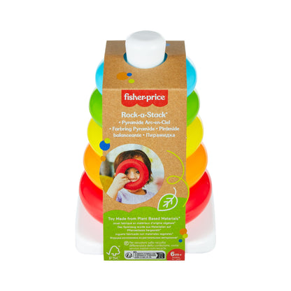 Fisher-Price Rock-a-Stack Baby Toy, Classic Roly-Poly Ring Stacking Toy for Infants and Toddlers, Made From Plant-Based Materials, HPY92