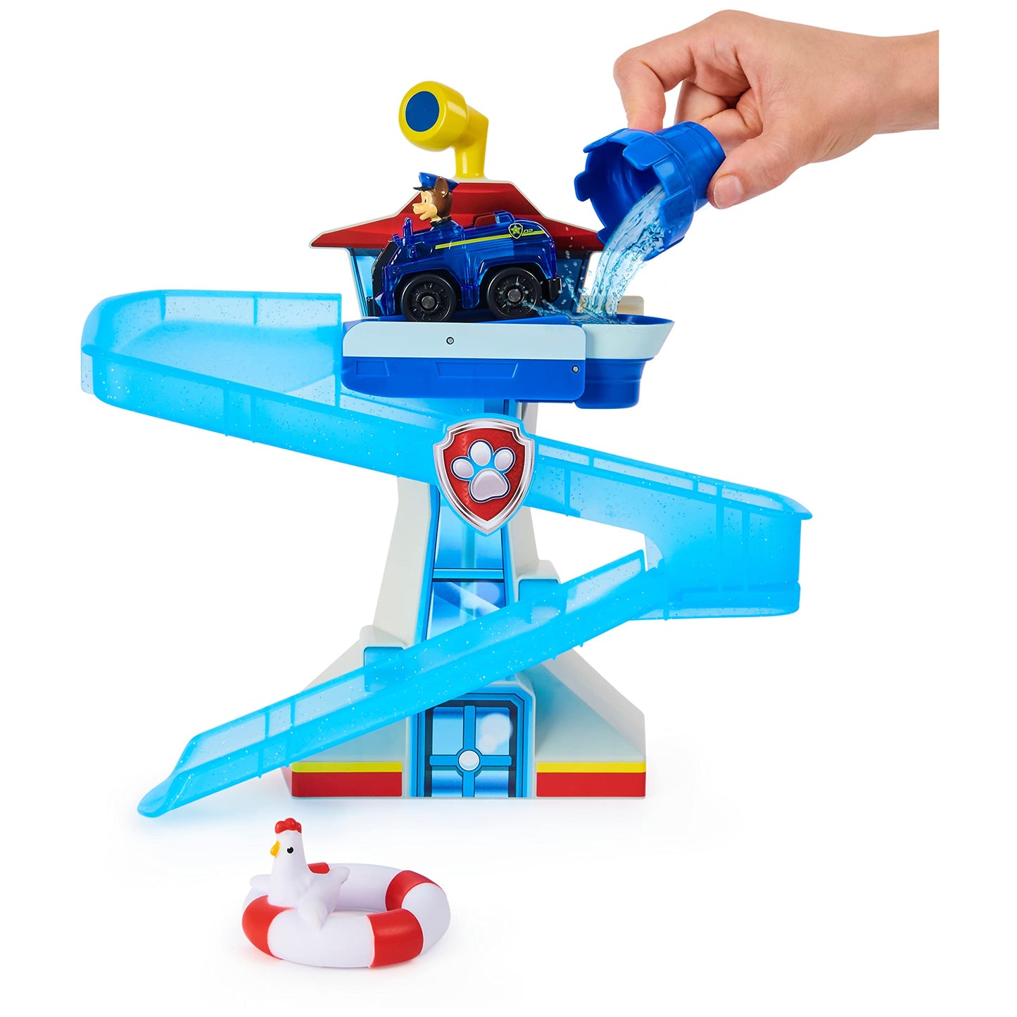 PAW PATROL Adventure Bay Bath Playset with Light-up Chase Vehicle, Bath Toy for Kids Aged 3 and up