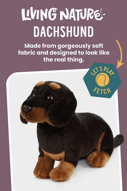 Living Nature Dachshund Soft Toy | Fluffy Dog Animal | Soft Toy Gift for Kids | 28 cm, Black