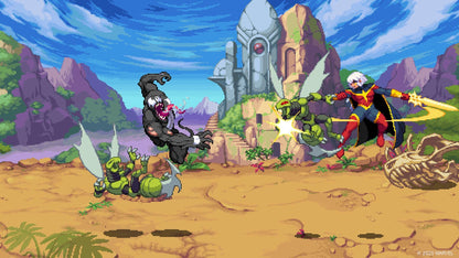 Marvel Cosmic Invasion Deluxe Edition game for PS5 featuring vibrant cosmic artwork and spaceship imagery from U&I Entertainment.