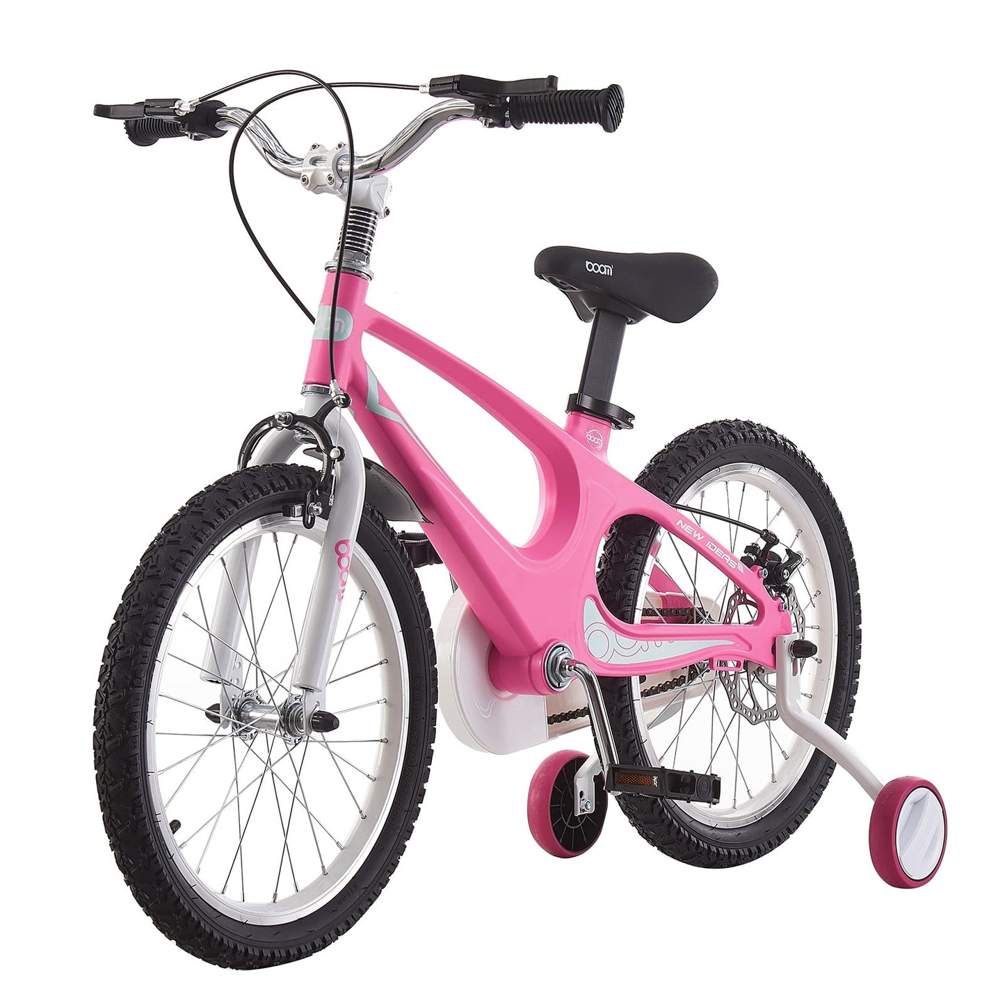 BSTSEL children's pink 14-inch bicycle with stabilizers and double brakes, suitable for boys and girls, ideal kids' gift
