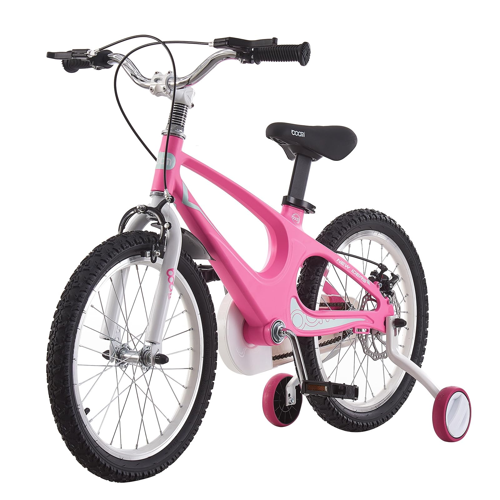 BSTSEL children's pink 14-inch bicycle with stabilizers and double brakes, suitable for boys and girls, ideal kids' gift