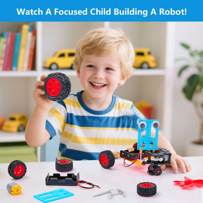SCIENCE DIARY STEM robot building kit for kids with motor and tools, educational engineering experiment set for boys and girls.