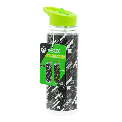 Paladone Xbox color change plastic water bottle with straw, 650ml, multicolor, officially licensed gaming merchandise