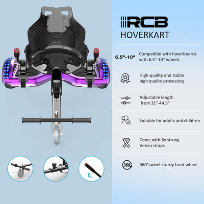 RCB Hoverboards with Go Kart Seat Bundle for Kids Segways Built in LED lights Bluetooth Speaker Hoverboards, Gift for Kids and Adult