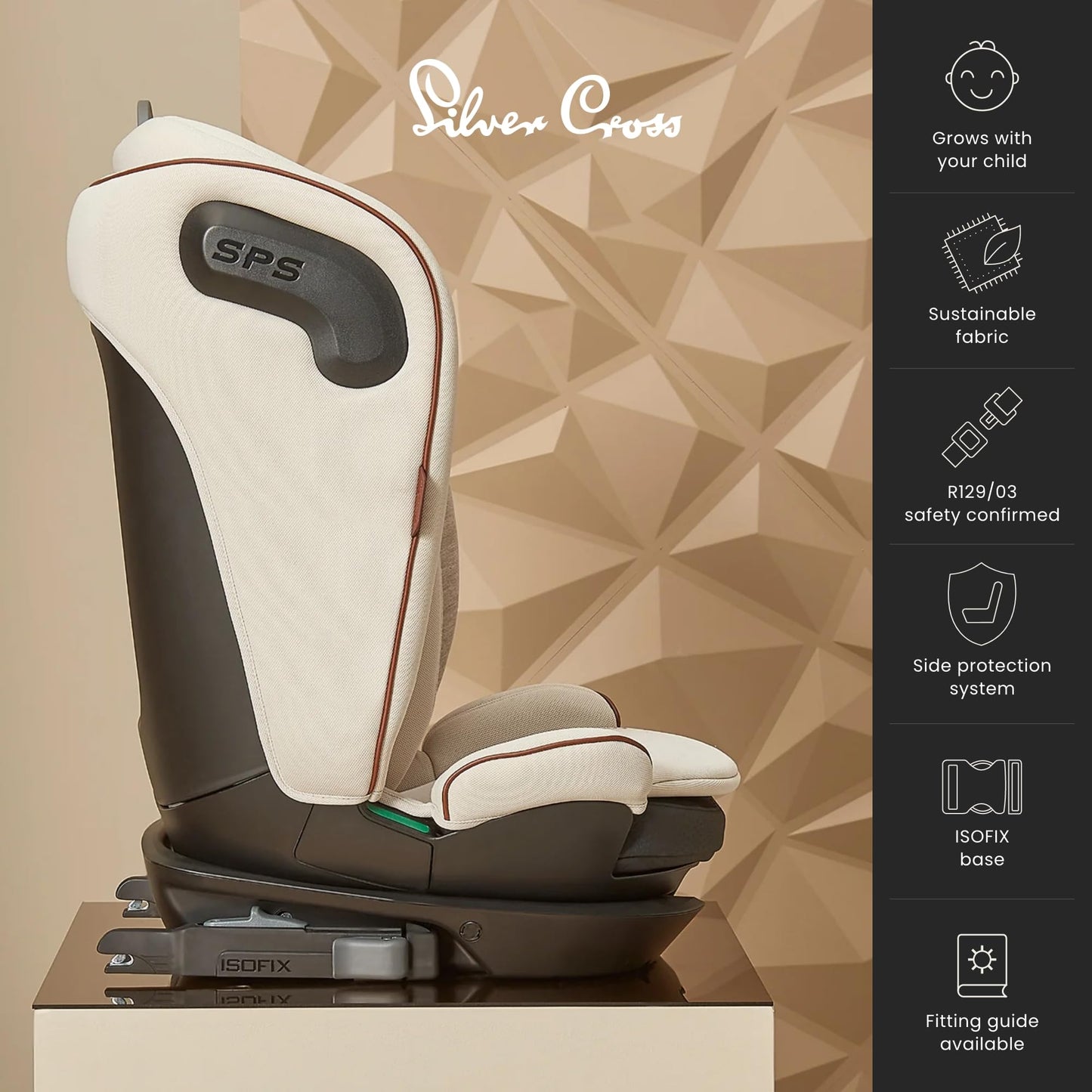 Silver Cross - Discover i-Size High Back Booster Seat - Isofix Car seat - Lightweight - Car Seats For 4 to 12 Years - Almond