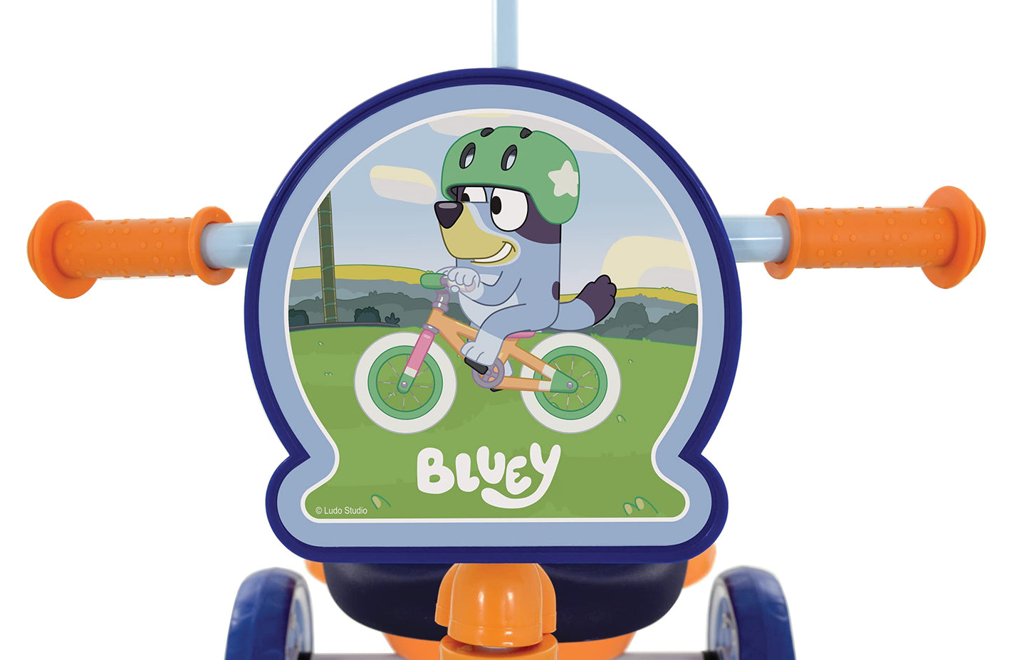 Bluey First Ride On Trike - Licensed Kids' Ride On Toy with Adjustable Handle, Easy-Switch Pedal Clutch, Puncture-Proof Tyres, Steel Frame, Front Mudguard, Rear Storage Suitable age 2 years +