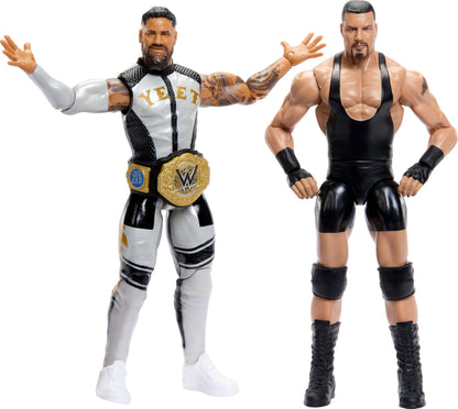 Mattel WWE Main Event Showdown Action Figures 2-Pack with Accessory, Series #25 Bron Breakker vs Jey Uso Collectible Set, 6-inch, JHJ57