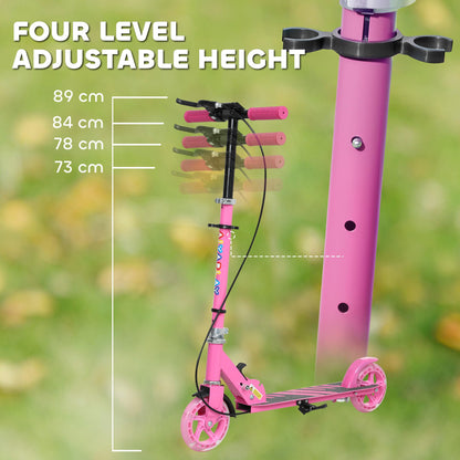 AIYAPLAY Scooter for Ages 3-8 Years, Folding Kick Scooter with Adjustable Handle, Two Light Up Wheels, Handbrake, Rear Brake, Pink