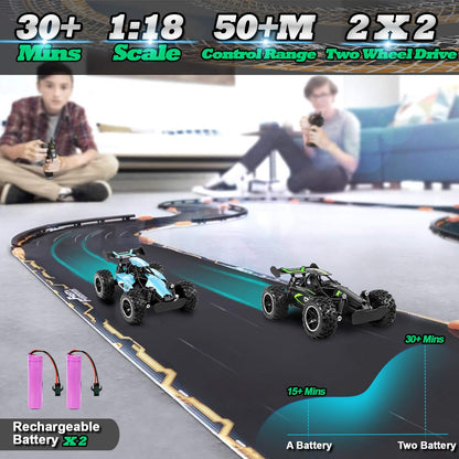 SZJJX Remote Control Cars – 2.4GHz High-Speed RC Car for Kids, 15KM/H+ 2WD Off-Road Car with 2 Rechargeable Batteries, Electric Remote Control Truck Toy for Boys & Girls Gifts (Green)