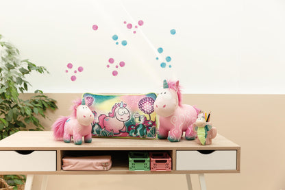 NICI 49106 Cuddly Unicorn Midnight Floral 22cm Pink Standing-Sustainable Made Plush, Cute Soft Toy to Cuddle and Play with, for Children & Adults, Gift idea