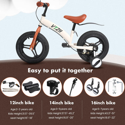 VTZII Balance Bike 2 in 1 with Pedals Brake Training Wheels Kickstand Pneumatic tyre,for Kids 2-7 Years Old,Kids Bike 12 14 16 inch (Green, 12 inch)
