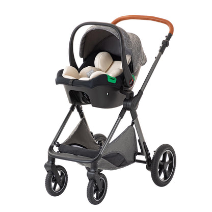 Shineey 3 in 1 Baby Stroller with Height Adjustable Handle,3 in 1 Prams Travel System, Lightweight Foldable Pushchair, Prams with Aluminum Frame for Portable Baby Carriage