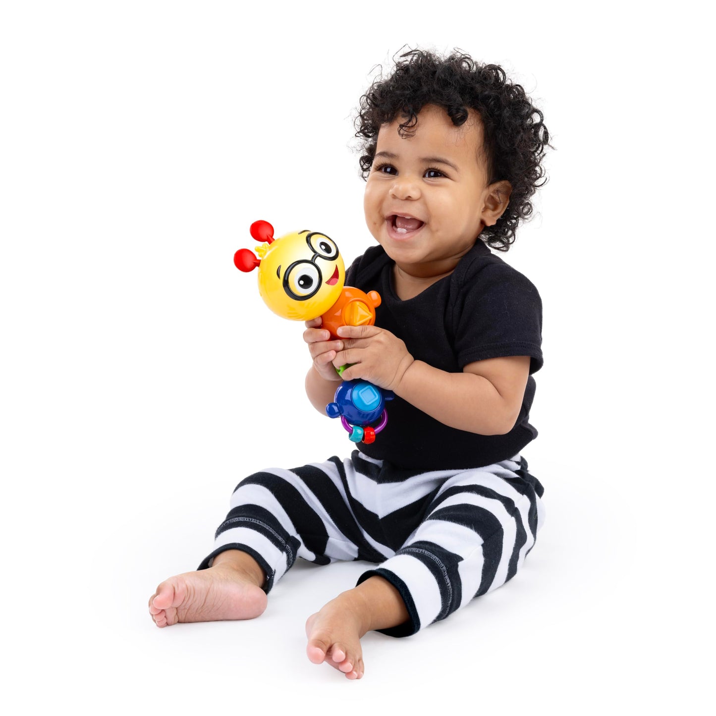 Baby Einstein Twist-a-Pal Cal sensory toy with music and bead chaser for babies 6 months and up, featuring colorful, textured surfaces.