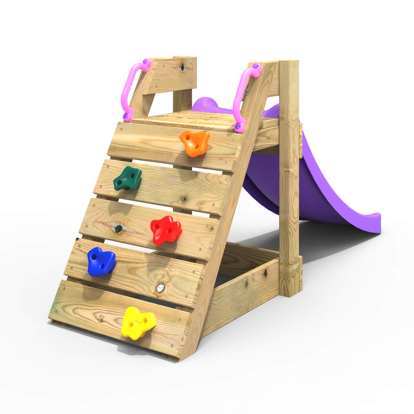 Rebo® Free Standing Garden Wave Slide with Wooden Platform - 4FT (120cm) Slide Purple | OutdoorToys | Pressure Treated Timber, Strong and Sturdy Construction