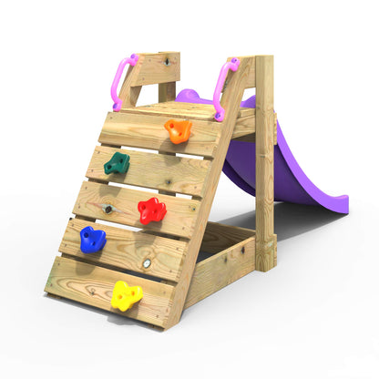 Rebo® Free Standing Garden Wave Slide with Wooden Platform - 4FT (120cm) Slide Purple | OutdoorToys | Pressure Treated Timber, Strong and Sturdy Construction
