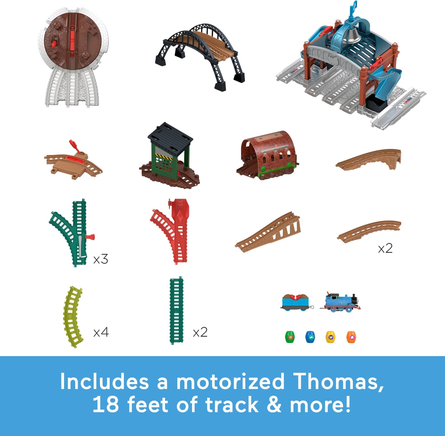 Mattel Fisher Price Thomas & Friends Toy Train Playset, Load & Launch Barrel Delivery with Classic Motorized Engine & Cargo Car, 18 Feet of Track, JGY30