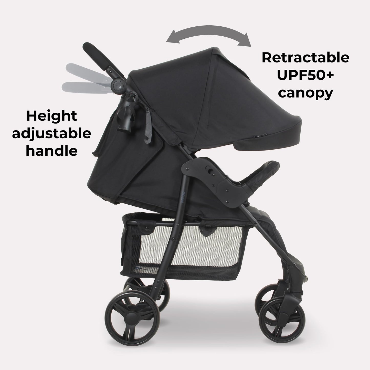 My Babiie MB30 Pushchair – from Birth to 4 Years (22kg), Easy Compact Fold, Large Shopping Basket, Adjustable Handle, Stroller Includes Cup Holder, Rain Cover – Black