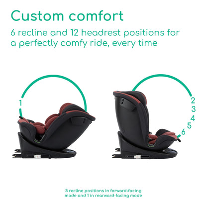 Bebeconfort RevolveFix 360 i-Size, 360 Swivel Car Seat, 0-12 Years, 40-150 cm, ISOFIX Car Seat, Top Tether Installation, 360 Rotation, 6 Recline Positions, 12 Hearest Positions, Dual Red
