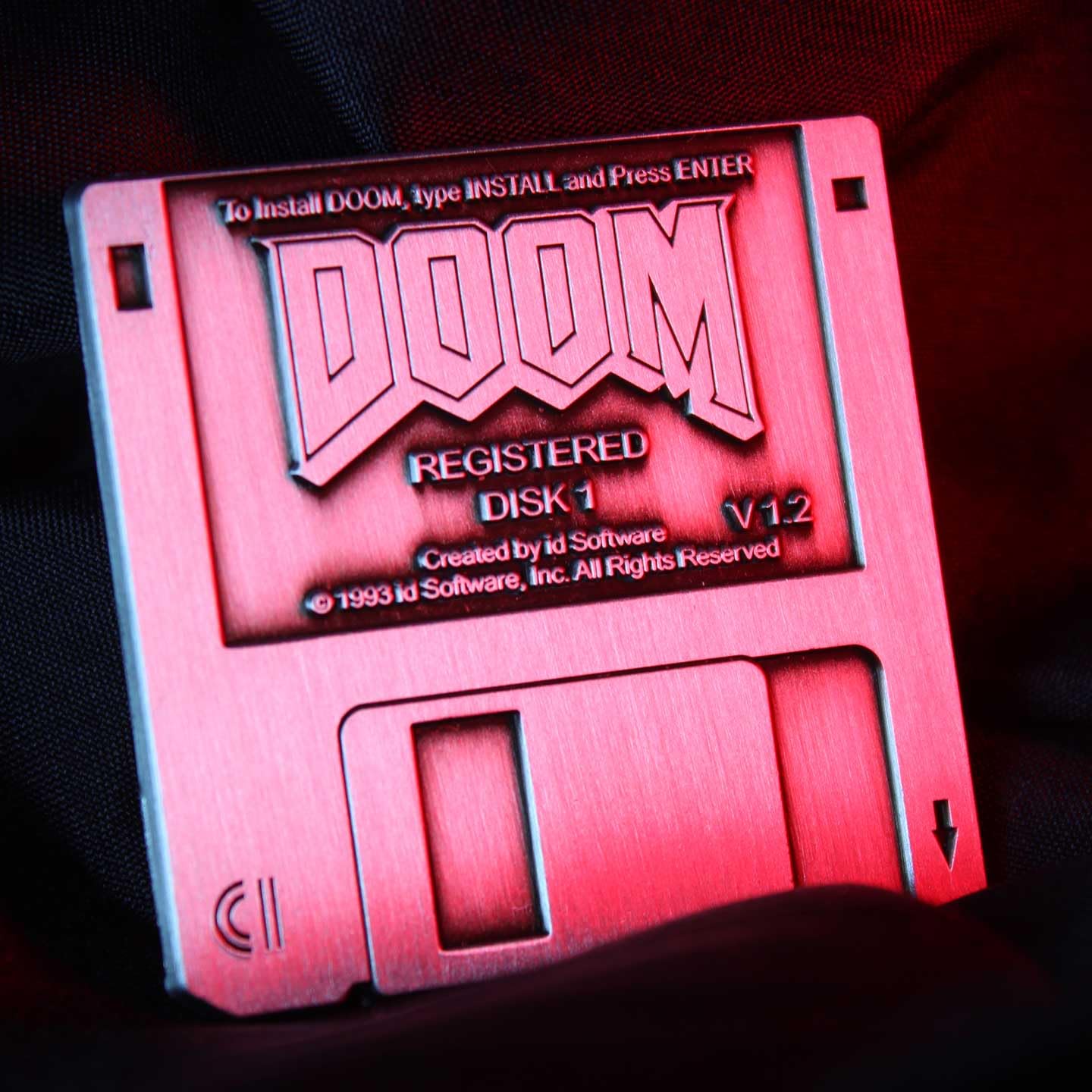 FaNaTtik DOOM floppy disk limited edition pin badge, metal gaming collectible for fans and collectors, official licensed merchandise