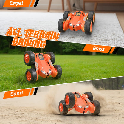 Dual Direct Charging Remote Control Cars with LED Light,High Speed 2.4Ghz 4WD Rc Stunt Car,Indoor and Outdoor 360° Rotates 180°Flips Electric Vehicle Toys Gifts for 3-12 Year Old Boys Girls Kids