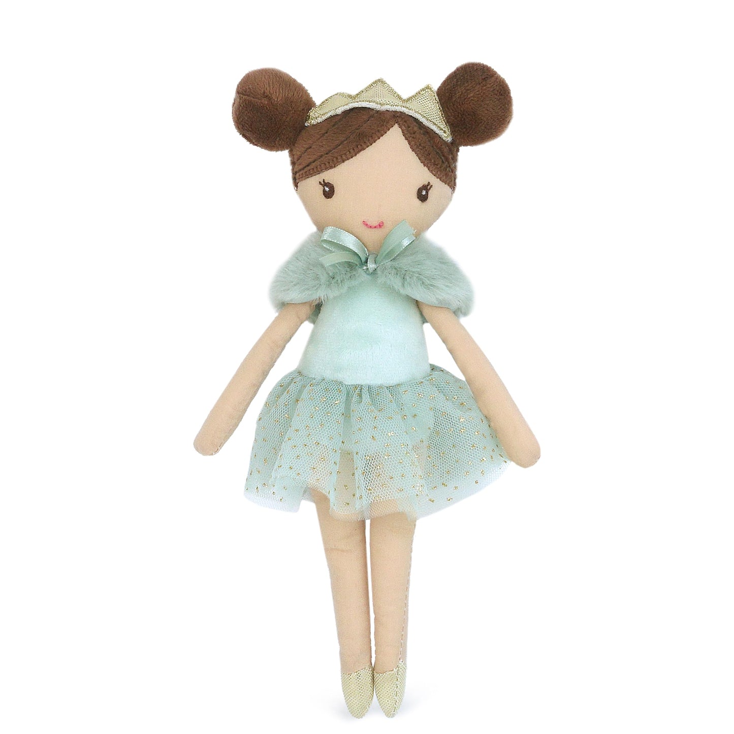 MON AMI Joelle The Princess Pocket Doll 10"/25 cm | Soft Plushie with Crown & Sparkly Dress | Mini Cuddly Doll for Playtime, Travel & All Ages