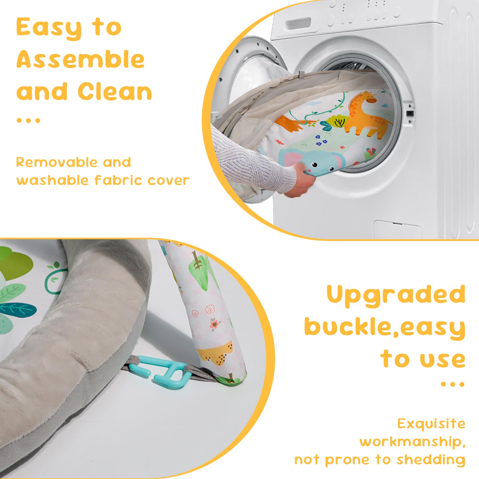 GoldEnough baby play mat with hanging toys, tummy time pillow, and soft floor mat for newborns and infants aged 0-36 months.