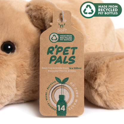 Lesser & Pavey Rpet Pals Muttley Laying Dog Teddy For Kids | Made Up of Recycled Bottles | Stuffed Animal Soft Toys | Ideal For Birthday or Baby Gift