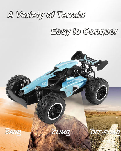 SZJJX Remote Control Cars – 2.4GHz High-Speed RC Car for Kids, 15KM/H+ 2WD Off-Road Remote Controlled Car with 2 Rechargeable Batteries, Electric Remote Control Truck Toy for Boys & Girls Gifts (Blue)