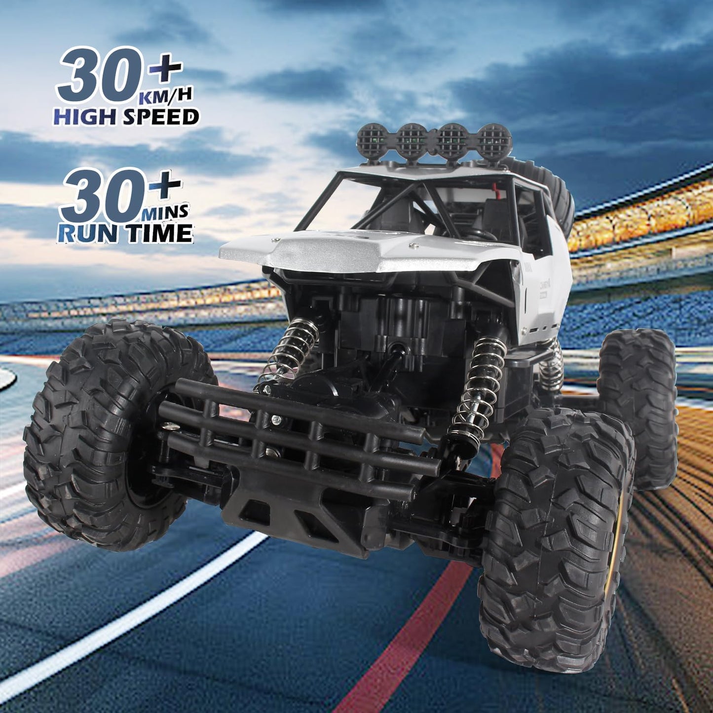 Jiakora RC Trucks Cars Remote Control Car 1:12 Off-Road Monster Truck,Metal Shell 4WD Dual Motors LED Headlight Rock Crawler,2.4Ghz All Terrain Hobby Truck with 2 Batteries for 60 Min Play,Kids/Boys &