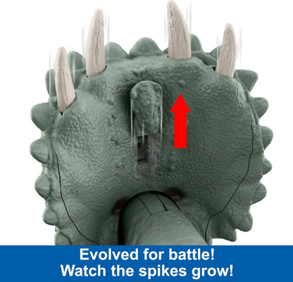 Jurassic World Gigantic Trackers Triceratops Dinosaur Action Figure, Large Species Toy, Headbutt Attack, Evolved Horn Feature, Digital Play, HTK79