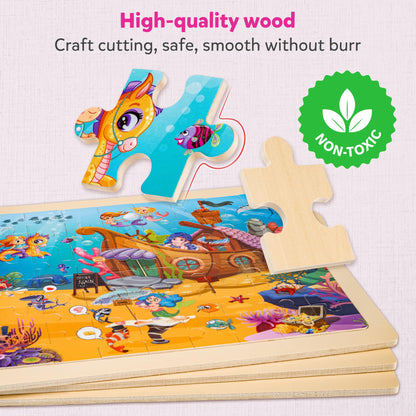 SYNARRY Wooden Princess Jigsaw Puzzles for Kids 3 4 5 6 7 8 Year Olds, 6×60 Piece Children Puzzles 4-8, Educational Toys Gifts for Toddler Children Girls Boys