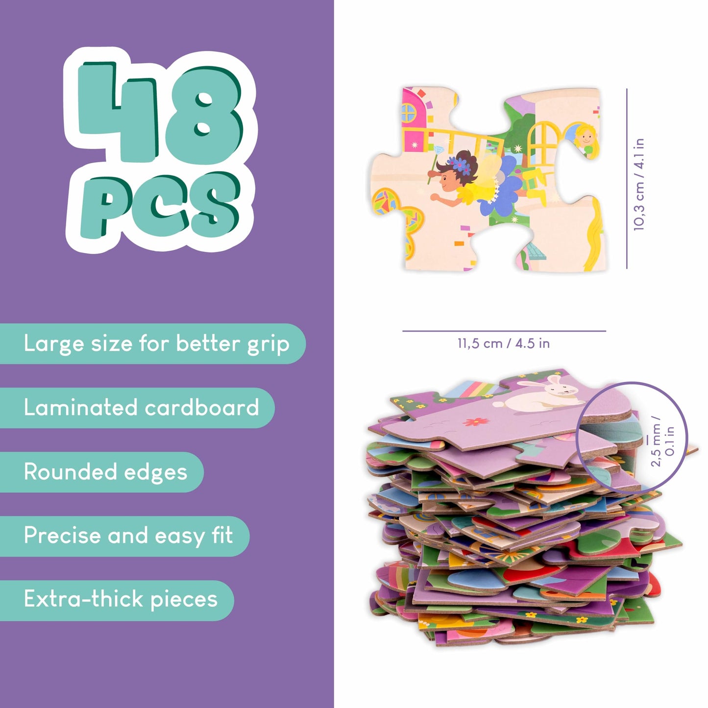 BONNYCO Giant Floor Puzzle of Fantasy Castle with 48 Large Pieces. Jigsaw Puzzles for Kids 36.2 x 24.4 in, Gifts for Girls and Boys, Educational Toys Ages 2-8