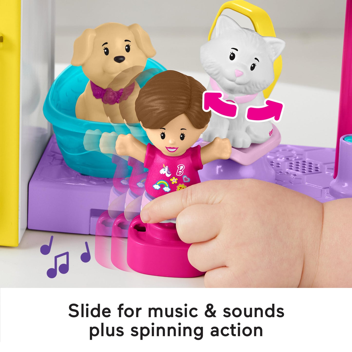 Fisher-Price Little People Barbie Toddler Toy Playset with pet spa, music, and sounds for pretend play, suitable for kids 18+ months.