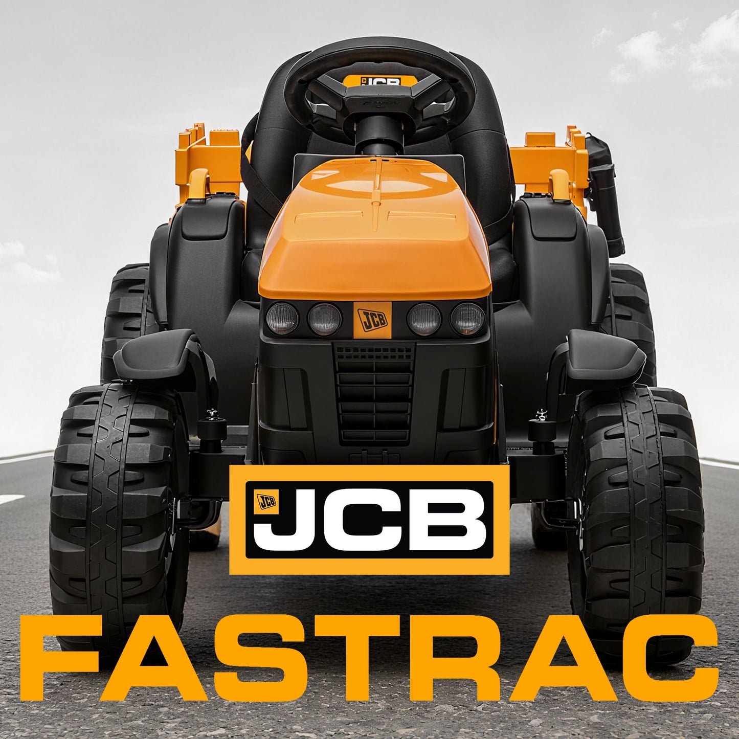 Hikiddo Licensed JCB Ride on Tractor Car, 24V Kids Ride on Tractor for Ages 3-8 with Trailer, Remote Control, 400W Motors - Yellow