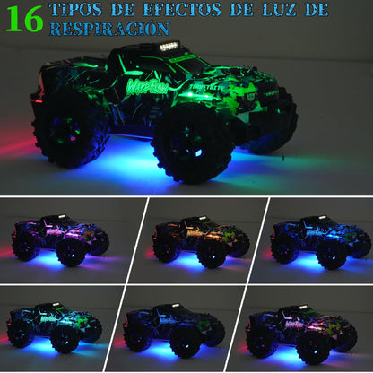 JOYTREKY Remote Control Cars - 1:18 Rc Car HighSpeed 25KMH+ LED Light with Spray 2.4GHz All Terrain Off Road Truck Toys 2 Rechargeable Batteries 60 Min Playtime Fast Racing Toy for Kids Adults - Green