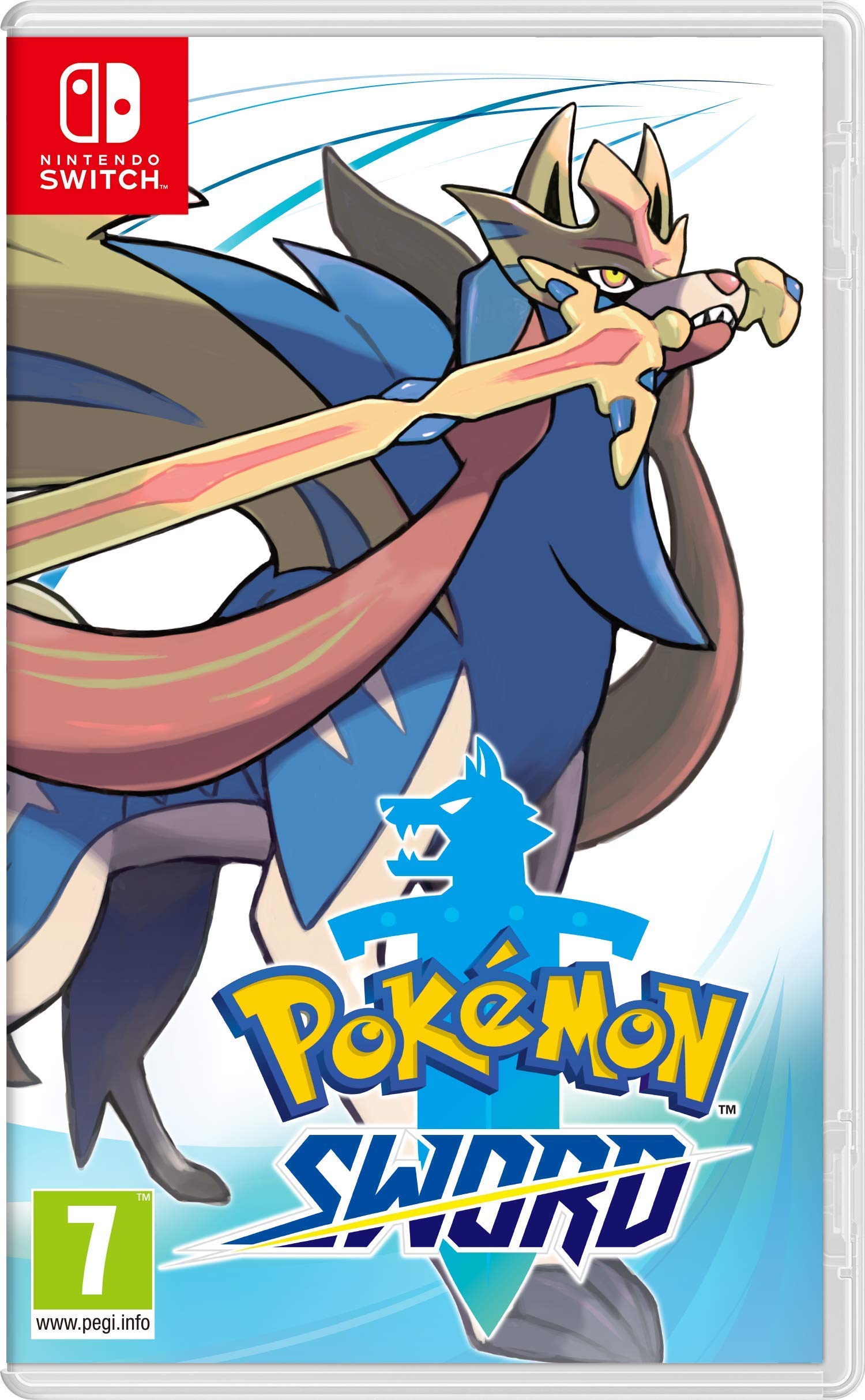 Nintendo Switch Pokémon Sword game cover featuring artwork of Pokémon and game title on the cartridge case.