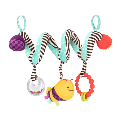 B. toys Wiggle Wrap for car seat, stroller, crib with spiral design, hanging rattle, plush bee, and teether for infants 0+ months