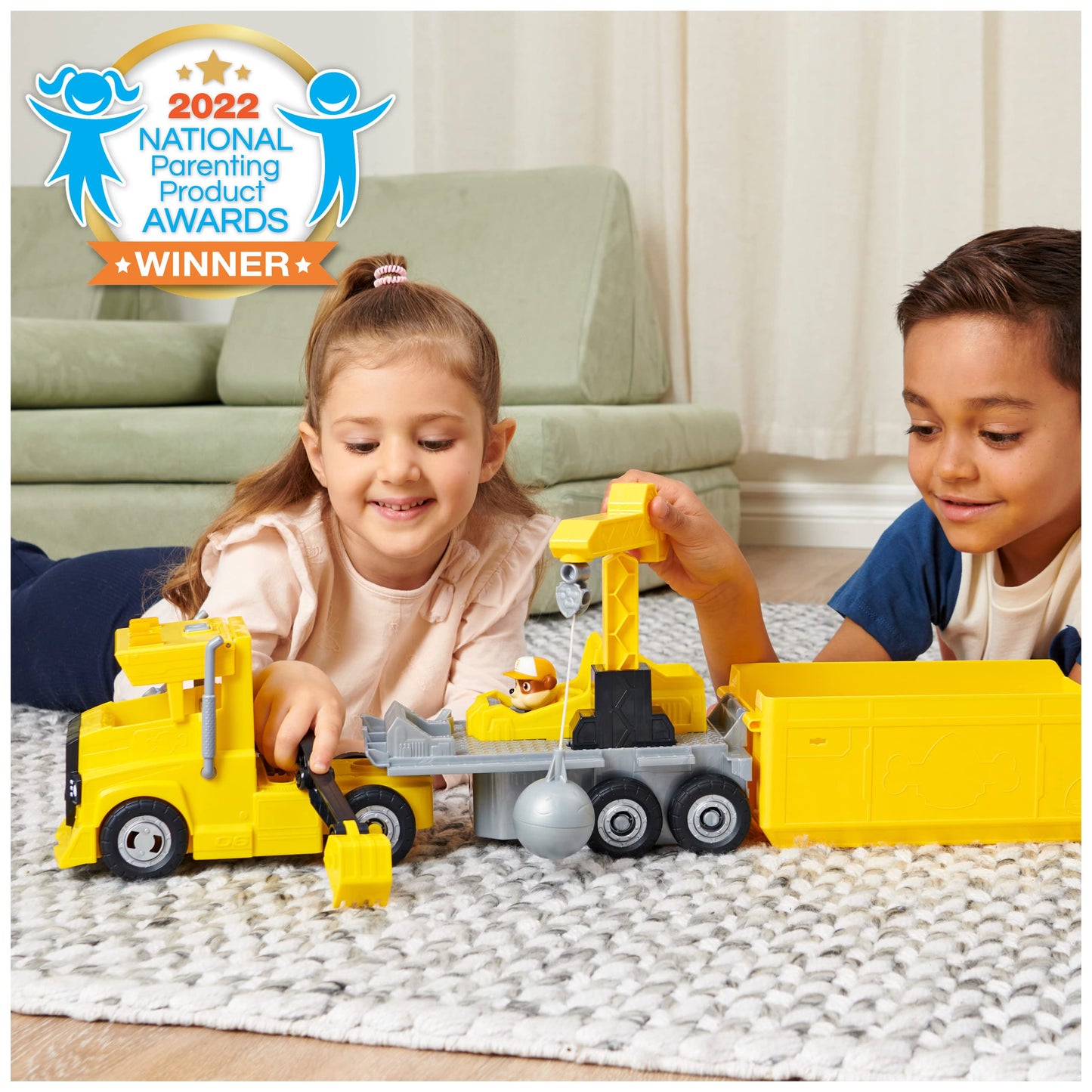 PAW Patrol, Rubble 2-in-1 Transforming X-Treme Truck with Excavator Toy, Crane Toy, Lights and Sounds, Action Figures, Kids’ Toys for Ages 3 and up